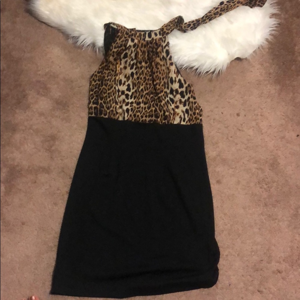 Leopard halter dress
